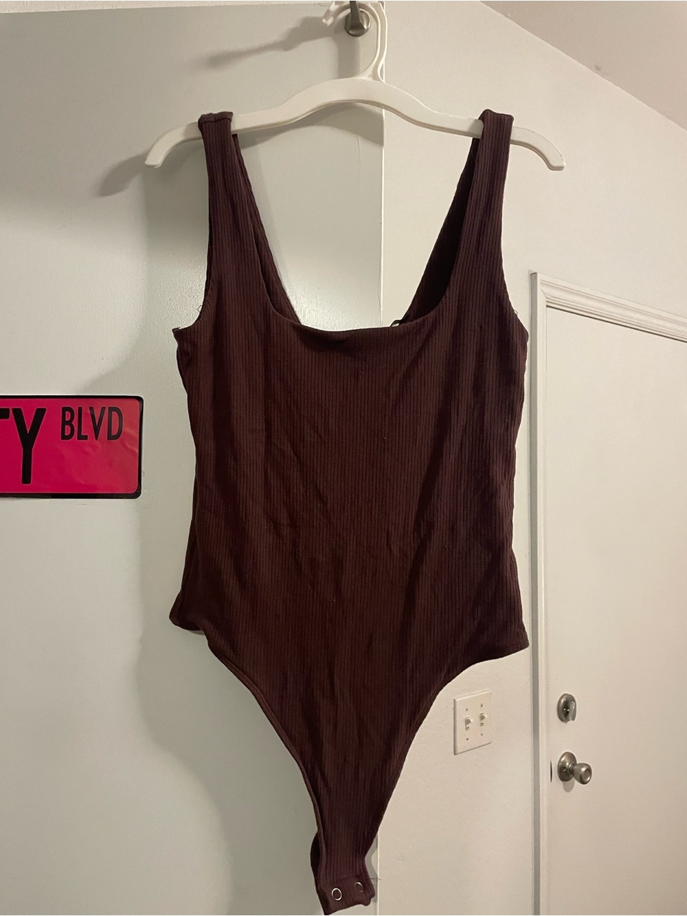 Forever 21 Dark Brown Ribbed Bodysuit Size Medium